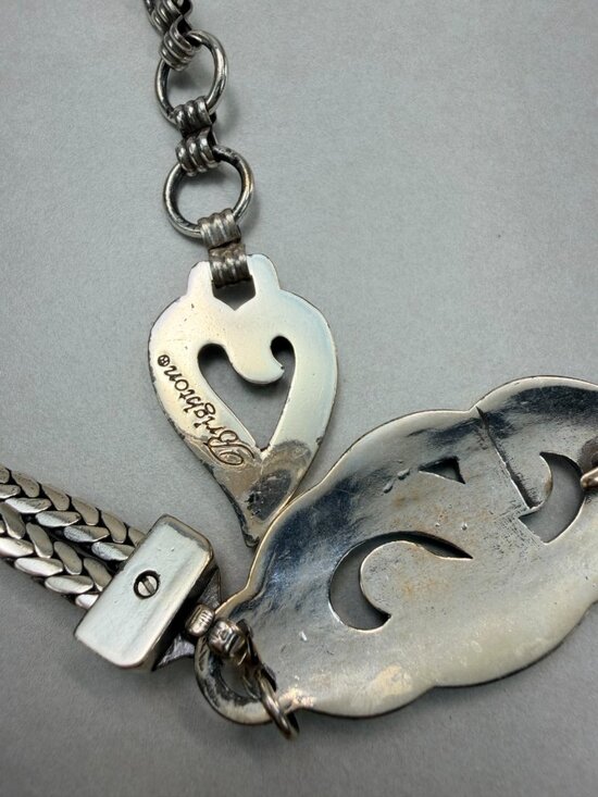 Brighton Silver Tone Chain Belt Heart Charm Adjustable Statement main image 4